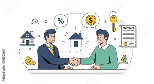 Two Men Shaking Hands Over House Deal.