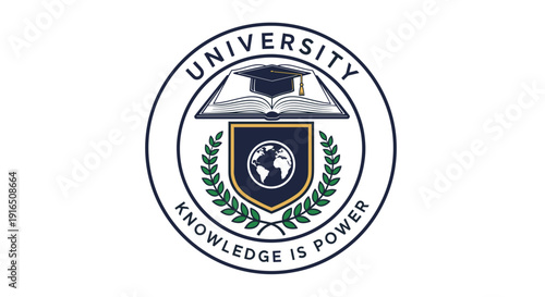 University Logo with Graduation Cap and Globe.