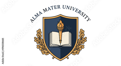 University Logo with Torch and Book.