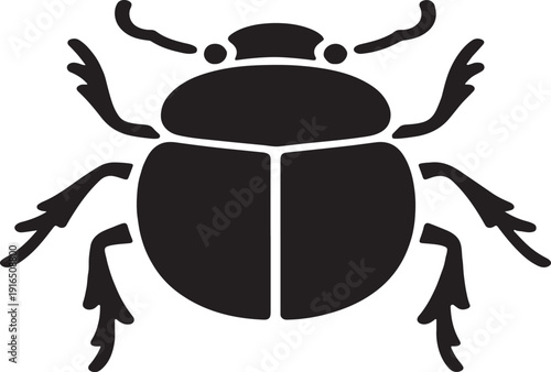 Stylized black scarab beetle silhouette on white background