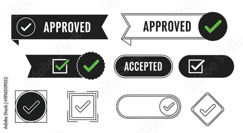 Collection of approved and accepted graphic stamps and ribbons