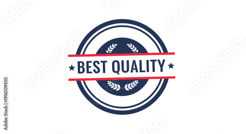 A circular badge proclaiming best quality with wheat stalks