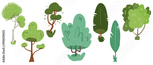 Hand drawn tree collection for park and suburban landscape design