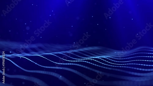 Technological design of network connection. Abstract background with intertwined dots and lines. 3D rendering. Seamless loop.