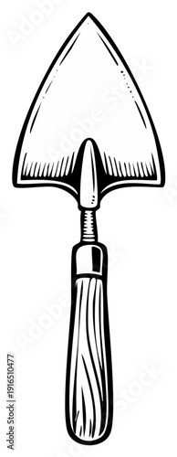 Retro Garden Trowel Hand Tool For Soil Cultivation Vintage Illustration