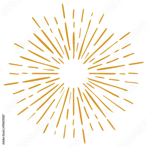 Abstract hand drawn sunburst symbol radiating warmth and positive energy