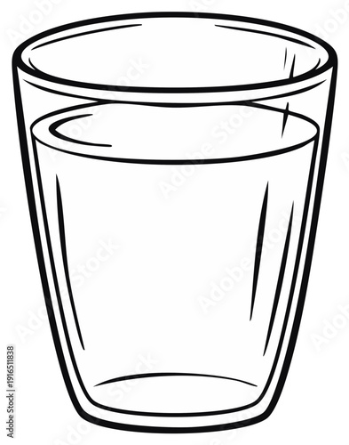 Simple Line Art of a Tall Glass Filled with Clear Liquid