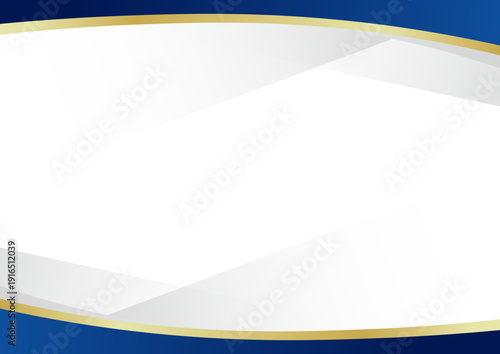 高級感のあるブルーとゴールドのビジネス背景フレーム