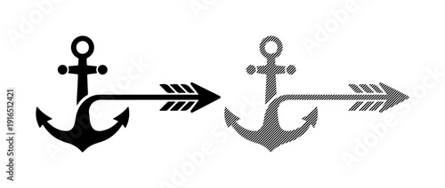 Symbolic anchor and arrow graphic representing direction and stability