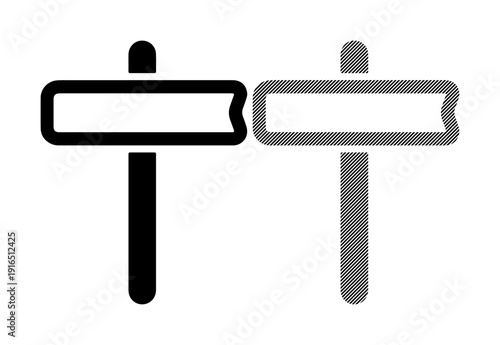 Two blank signposts pointing in different directions for choice or decision making