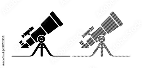 Two contrasting telescopes, one black and one grey, symbolizing discovery and exploration.
