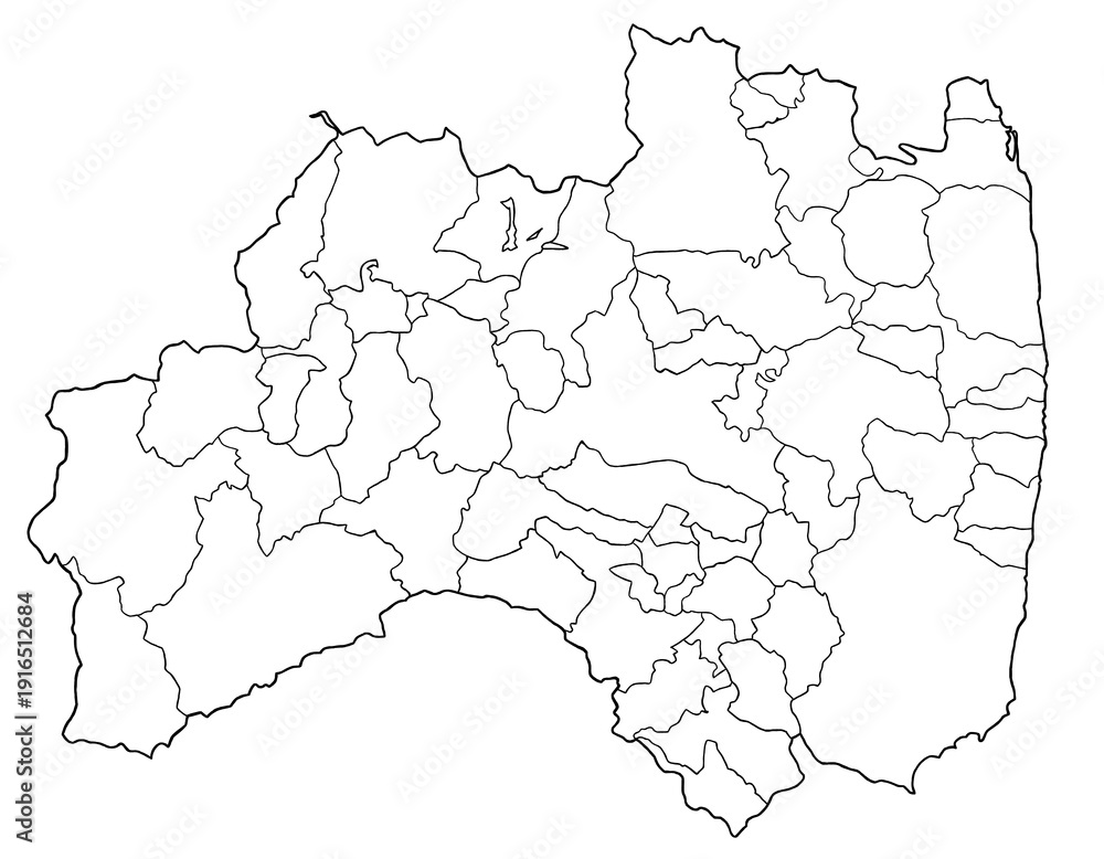 Obraz premium 福島県 白黒 シンプル イラスト