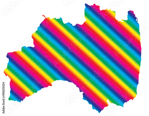福島県　虹色　カラフル　縞模様　イラスト