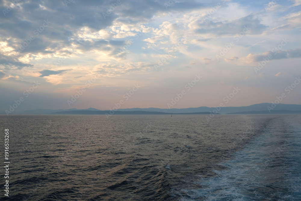 Fototapeta premium Colorful sunset or sunrise sky over the sea.