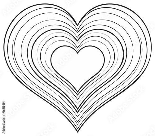 Concentric heart shape outlines creating a layered graphic symbol of love and affection