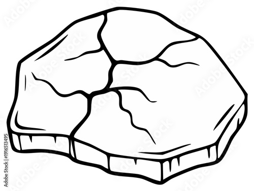 Cracked Iceberg Illustration - Simple Black and White Line Art