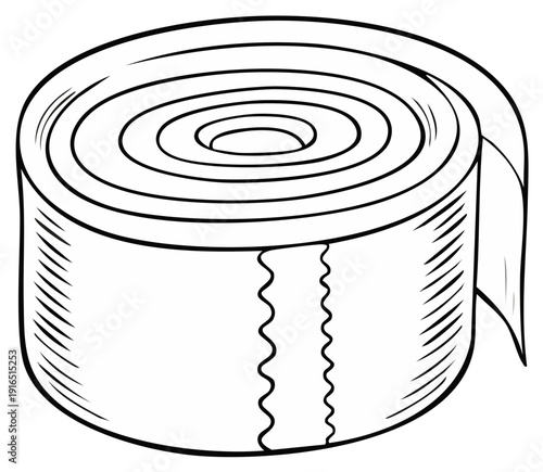 Rolled Measuring Tape Illustration Drawing Simple Outline Tool for Measurement