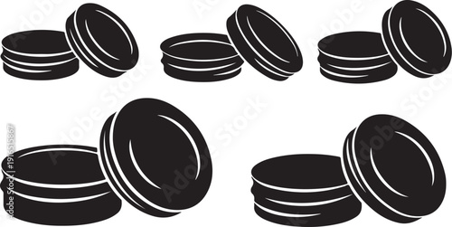 Black and white illustration of stacked coins isolated