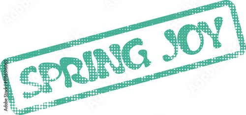 Spring Joy Green Stamp Effect with Halftone Texture Ideal for Cheerful Seasonal Themes and Celebratory Moods