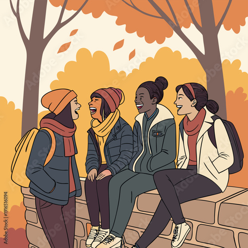 friend in autumn park