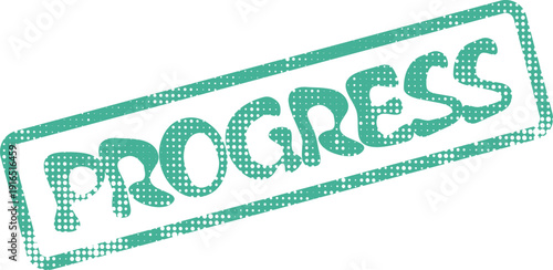 Progress green grunge rubber stamp impression marking achievement and future positive development