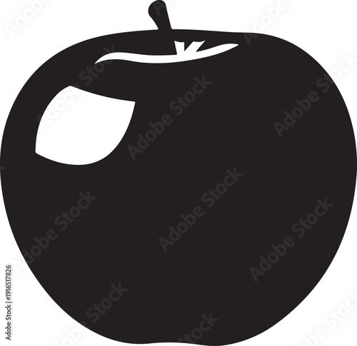 Black Apple Icon with White Background Illustration Graphic Design