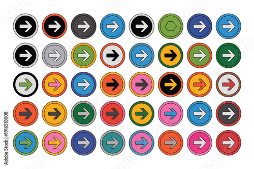 Colorful Arrow Icons Set for Directional Guidance and Navigation