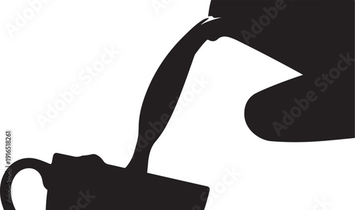 Silhouette of person pouring coffee into a cup slowly