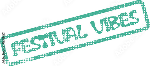 Green textured stamp conveying joyful festival vibes on a clean white surface