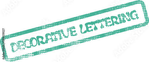 Charming green distressed rubber stamp impression featuring Decorative Lettering for stylish typography elements