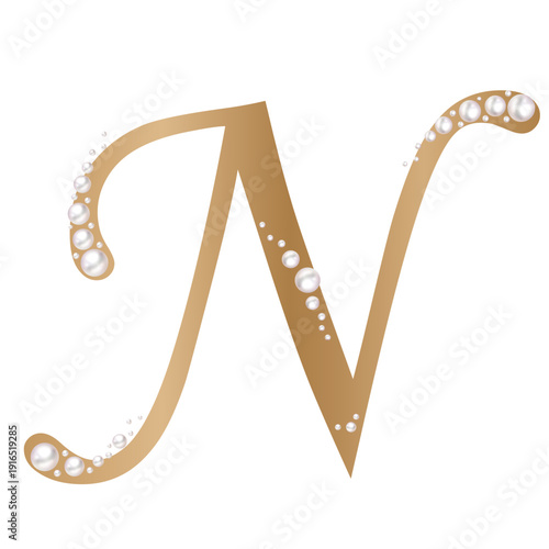 Golden  Pearl N Uppercase letter