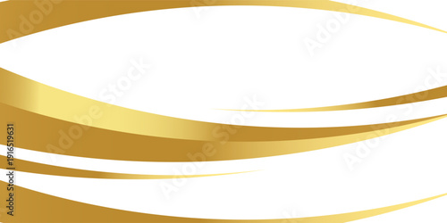 Golden swooshes wave element with a metallic gradient for a luxurious border or footer on a certificate, banner, eps 10
