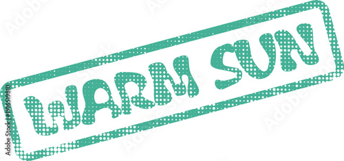 Warm Sun inspiring text message within a vibrant green distressed rubber stamp texture