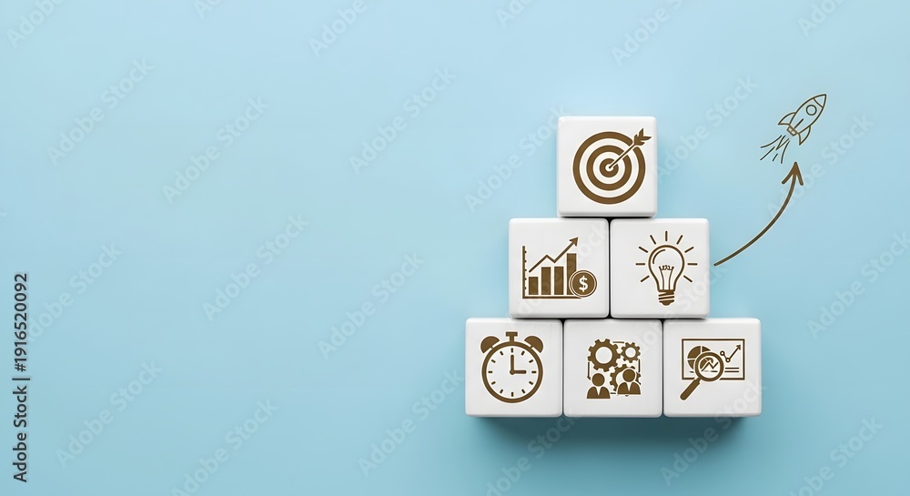 Obraz premium Business Technology Achievement Success Target Strategy Icons