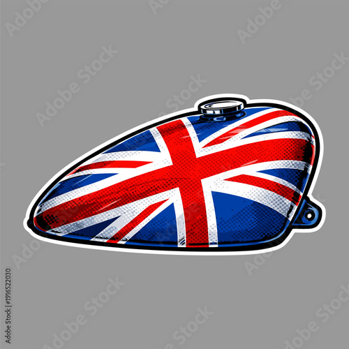 Illustration of a sportster motorbike gas tank with various patterns in great detail and realistically