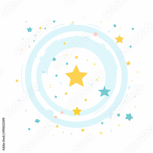 Vector space background. Cute flat style template with Stars in Outer space