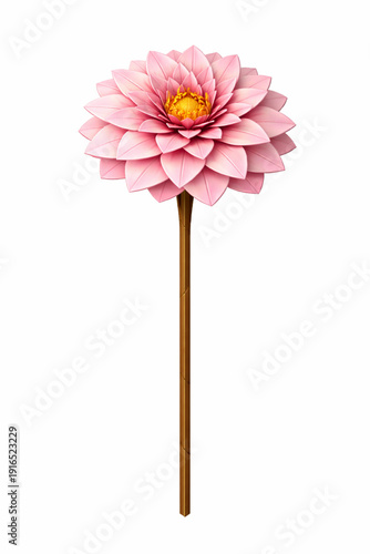 Vector Illustration of Single Dahlia Flower Origami Craft