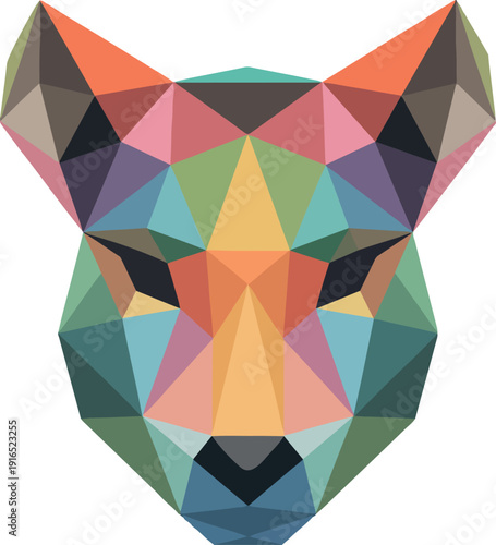 Geometric abstract fox head low poly art animal