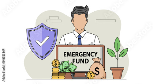 Emergency Fund Concept Vector Illustration for Financial Security and Savings