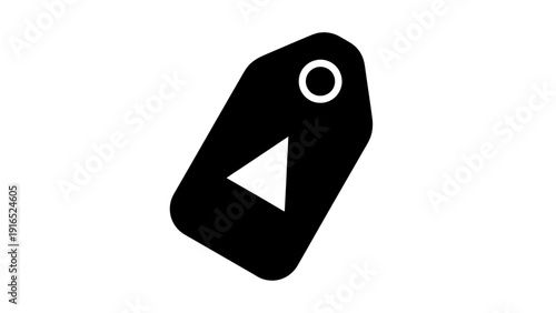 Black Tag Icon With Play Button.