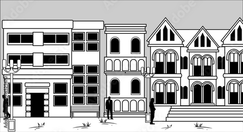 Flat Design of Landscape Small Town Illustration