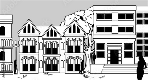 Flat Cartoon Design of Landscape Simple City