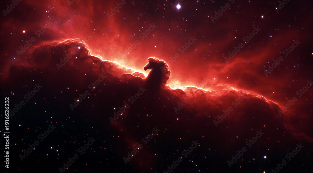 Fototapeta premium Majestic cosmic horsehead nebula glowing in deep space