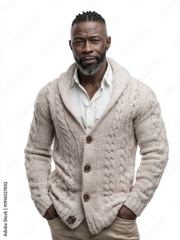Obraz premium Nigerian Man in Cardigan Lifestyle Portrait