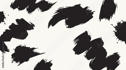 Abstract black brush strokes on a white background, evoking a sense of organic movement and artistic expression