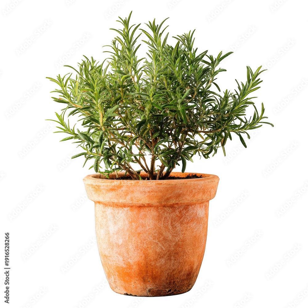 Obraz premium Small potted green plant in terracotta pot isolated on transparent background