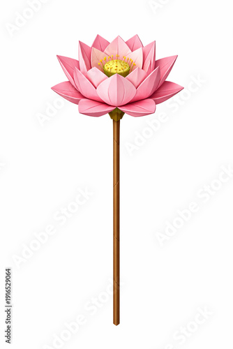 Vector Illustration of Single Lotus Flower Origami Craft