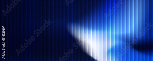 deep blue ribbed glass texture with wave lighting and soft vertical gradients on dark background, abstract futuristic design ideal for digital interfaces, branding, and tech visuals