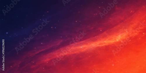 A vast deep space background features a dark nebula and bright stars scattered across an abstract blue galaxy within the cosmic night of the outer universe