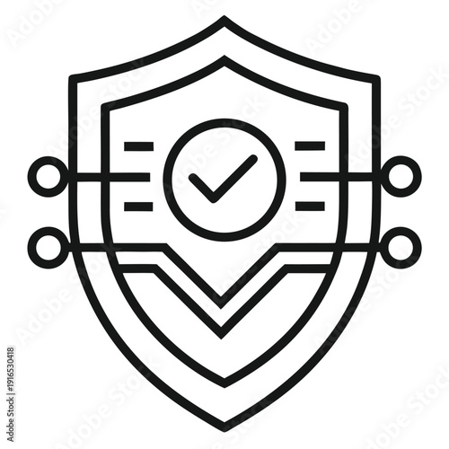 A shield icon with a checkmark symbolizing security and verification